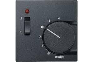 ‎MERTEN Schneider Electric Merten Zentralplatte für Raumtemperaturregler-Einsatz mit Schalter, System M, anthrazit, Artikelnummer 536114