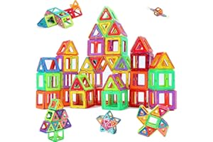 morkka Construction Magnétiques Enfants Jouet Jeu de Éducatifs Cadeau pour Garçons et Filles Jouets Magnétiques Plus Forts Blocs deJeux d'apprentissage de Construction STEM 3 Ans +(76 pcs)