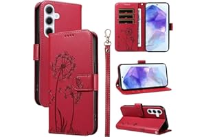 Bravoday Handyhülle für Samsung Galaxy A55 5G Hülle, Premium PU Lederhülle Klappbar Tasche Klapphülle mit Magnet Kartenfach Standfunktion Schutzhülle für Galaxy A55 5G, Rot