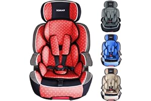 XOMAX XL-518 Siège Auto pour Enfant avec ISOFIX I 9-36 kg, 1-12 Ans, Groupe 1/2/3 I Harnais 5 Points et 3 Points I Housse Amovible et Lavable I ECE R44/04 I Rouge