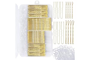 Coco Berming 300 Horquillas Pelo Mujer, Pinzas Chignon Invisibles, Pasadores Metálicos, Gomas para el Cabello, Accesorios Cabello, Caja Organizadora Incluida (Dorado)