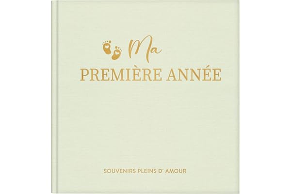 Hyggartn Livre de Naissance Bébé 84 Pages avec Autocollants – Album Souvenirs de la Première Année, Journal à Remplir avec Photos, Textes et Étapes Importantes, Cadeau pour Fille et Garçon (lin vert)