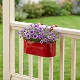Askılı Metal Elips Saksı - S&ouml;k&uuml;lebilir Askılı Balkon Saksılık ve &Ccedil;i&ccedil;eklik 7 Litre (Kırmızı)