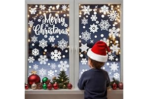 KANGTAIXIN Décoration Noël, Lot de 157 Autocollants pour Fenêtre de Noël en Flocons de Neige, Réutilisables, En PVC Statique, Pour la Déco de Fenêtre, Chambre d'enfant, Décoration d'hiver
