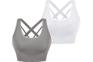 Leversic Sujetador Deportivo de Iimpacto Medio para Mujer Sin Aros con Relleno Extraíble con Espalda Cruzada para Yoga