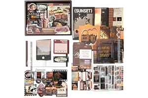 BetterJonny 237 Stück Scrapbook Zubehör Set - Ästhetisches Papier Mit A6 Raster Notizbuch, Aufkleber, DIY Geschenk für Teenager, Zeitreisender