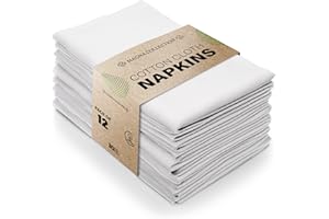 Magna Collection Cotton Cloth Napkins – Set of 12 (46cm x 46cm) – 100% Cotton – Hotel Quality, Soft, Durable, and Reusable – Ideal for Dining, Weddings, Events & Everyday Use (White)