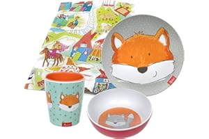 KiLaLa Sigikid Melamin Geschirr-Set Kinder Becher Teller Schüssel Fuchs
