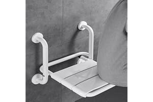 YSISLYBIN Sedile per Doccia a Parete, 2 In 1 Seggiolino Per Doccia Da Muro,Sedile per Vasca pieghevole Caricabile Con Bracciolo Per Il Bagno,sgabello Da Bagno Antiscivolo Per Anziani