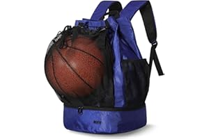 MIER Lightweight Drawstring Bag Basketball Backpack Football Bag Gym Backpack with Shoe Compartment & Mesh Ball Holder for Students Boys School Basketball Soccer Ball Volleyball, 40L