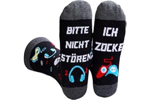 SEO-FANALLY Lustige Socken Herren 43-46, Gaming Socken Lustig mit Spruch BITTE NICHT STÖREN ICH ZOCKE Lustige Herren Geschenke für Männer, Gamer Geschenk Funny Socks, Socken Zocken Coole Sachen Für Männer Damen