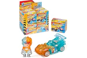 T-RACERS Serie FIRE & ICE – Colección completa de coches de carrera y pilotos sorpresa coleccionables, Coche desmontable por partes y con piezas intercambiables