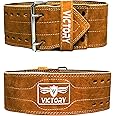 VICTORY Weight Lifting Belt, Genuine Leather Weight Lifting Belt 4" inch Durable Comfortable Lower Back Support for Men Women | Body Fitness Gym Back Support Weightlifting Belt (Brown, S)