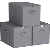 Lifewit Storage Boxes with Lid, Rigid Wardrobe Organizer, Clothes Storage Bags with Zip for Clothes and Toys, Grey, 40 x 30 x