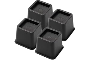 IHOMEPARK Bed Risers 3 Inch, Heavy Duty Square Furniture Frame Lift for Couch, Chair, Desk, Sofa and Bunk Bedpost, Set of 4, Black