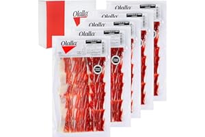 OLALLA 0,5 kg Jambon Bellota PATA NEGRA 100% Iberique Tranche Cru au Couteau - Jamon Iberico Espagnol Cru - Charcuterie Ibérique Espagne Panier Gourmand - (5 packs 100 gr)