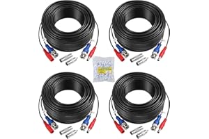 SANNCE 4 x 30m/100FT HD Multifunzioni Cavo Video Sorveglianza Telecamera Analog Kit DVR CCTV BNC RCA DC Alimentatore Sistema di Videosorveglianza Colore Nero