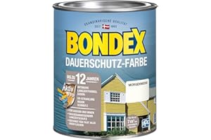 Bondex Dauerschutz Farbe Morgenweiß 0,75 L für 7 m² | Hervorragende Farbstabilität | Wetter- und UV-Schutz - bis zu 12 Jahre | Seidenglänzend | Dauerschutzfarbe | Holzfarbe