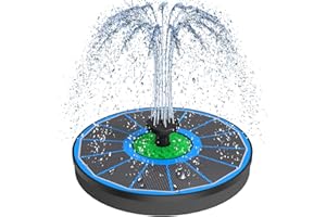 SZMP 3.5W Solar Powered Bird Bath Fountains with Flower 2025 Upgraded Glass Panel, 7 Nozzle & 4 Fixer, Solar Water Fountain Pump for Garden, Pond, Pool (Blue)