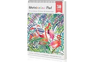 Yordawn Watercolour Paper A4 Watercolour Sketchbook with 30 Sheets Art Supplies for Artists Adults Teens Kids Textured Paper Drawing Pad Watercolour Book for Painting Drawing Sketching Flamingo