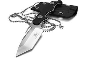 ‎WOLFGANGS Wolfgangs ACUS Neck Knife Messer - inklusive Kydex Scheide und Kugel Halskette zum umhängen - Mini Tactical Survival Outdoor Messer für verstecktes tragen (Acus - Silber)