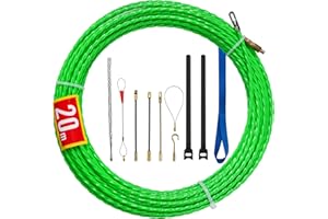 DZDSBB Sonda Passacavi Φ4,5mm 20m, Sonda Elettricista 20m, Cavo di Trazione in Poliestere Aiuto Alla Ritrazione del Nastro di Pesce Per Il Cavo con 7 tipi di accessori, sonda passacavi professionale (20m-7P)