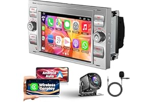 INEXACCESSORIES Android 13 Autoradio, für Ford Fiesta Focus Mondeo Transit Kuga C-Max S-Max, 7 Zoll Touchscreen Radio, mit GPS Navigation WiFi Bluetooth Mirror Link FM RDS Split Screen, Rückfahrkamera(2+32GB) Silver