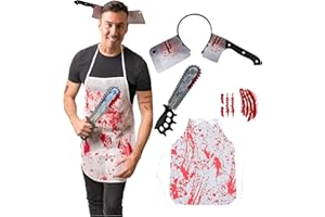 HALLOWEENMANIA 5pcs Cleaver Butcher - Halloween Costumes For Men - Adult & Teen 14+ One Size Fits All - 2024 Trending Fancy Dress - UK Based Brand