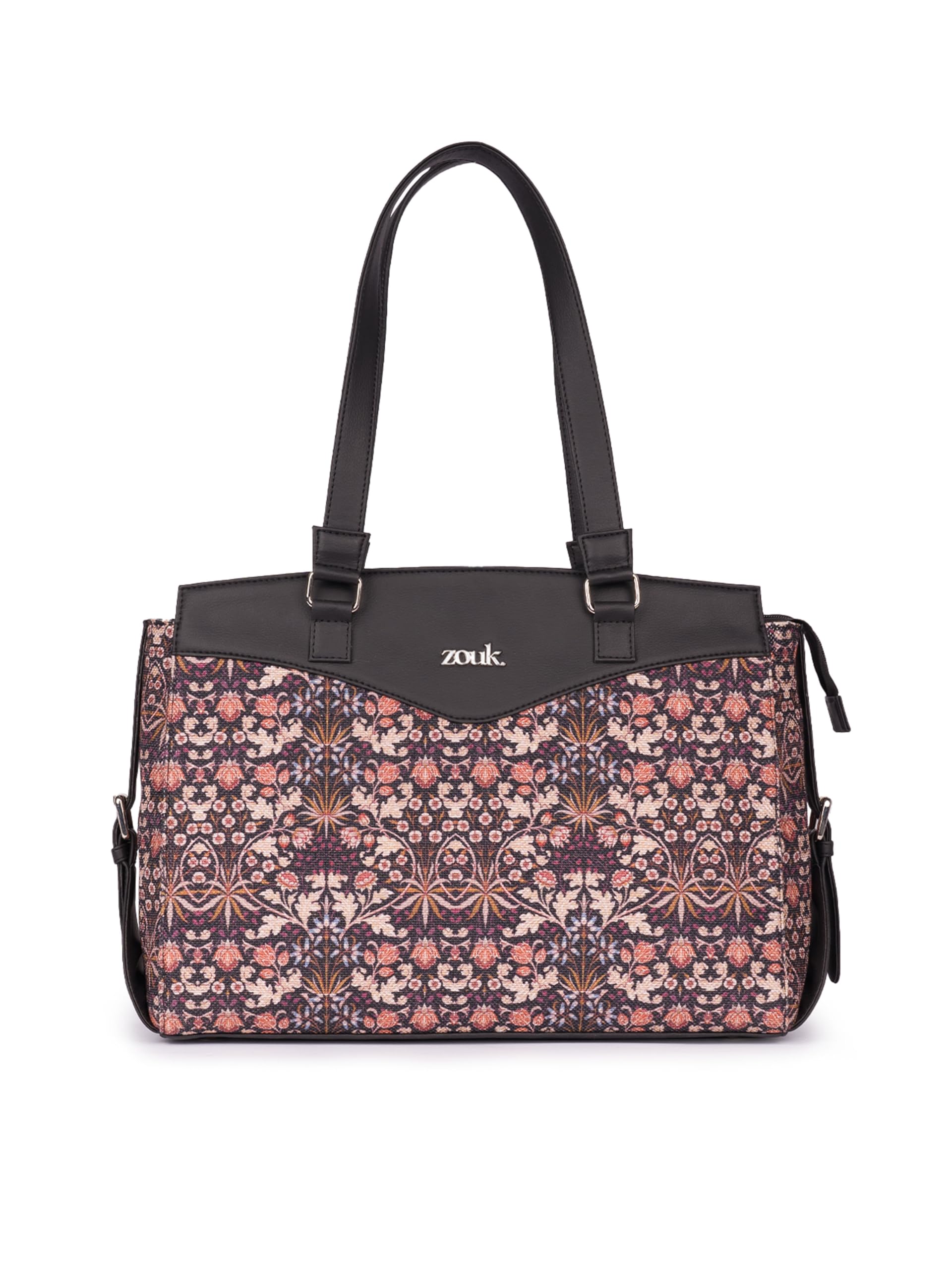 ZOUK Jute Vegan Leather Women's Work Bag With Double Handles Strap