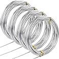 AConnet Silver Aluminum Craft Wire 14 Gauge 2mm, 4 Rolls (Total 131.2Ft), Bendable, DIY Crafts, Jewelry Making, Doll Frames