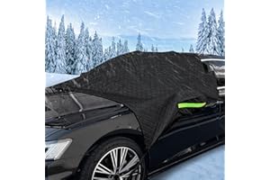 CONBLOM Frontscheibenabdeckung Auto Scheibenabdeckung 4 Schicht Allwetter Winter Frostschutz Windschutzscheibe Abdeckungen mit Seitenspiegel Abdeckungen für die meisten Autos SUV,LKW,Vans (Schwarz 260x150cm)