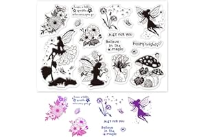 GLOBLELAND Fairy Clear Stamps Flowers Silicone Stamp Seal Fairy Tale Transparent Silicone Stamps for Card Making Photo Journal Decoration DIY Scrapbooking