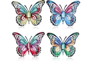 Weskjer 4 Papillons Décoratifs pour Clôture, Résistant aux intempéries Avec Anneau Triangulaire en Métal Résistant aux Intempéries Pour la Maison et le Jardin Décoration Extérieure