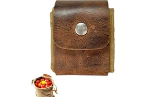 BEIST Collapsible Foraging Bag | Foraging Pouch for Hiking, Outdoors Camping, with Drawstring & Buckle and Easy to Looping Around Belts, Hands-Free Access, Genuine Leather, Handmade
