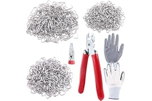 Swpeet Lot de 900 anneaux de porc galvanisés de 1,9 cm, 1,2 cm, 9,5 cm, avec assortiment de pinces à anneaux droits, kit d'installation professionnel d'anneaux de porc pour tissus d'ameublement