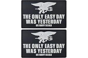 JBCD Toppa tattica con bandiera US Navy Seals The Only Easy Day was Yesterday, in gomma PVC, confezione da 2