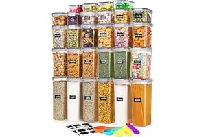 stusgo 28 Piezas Recipientes Herméticos para Alimentos, Botes Almacenaje Cocina - Recipientes para Alimentos Sellados de Plástico para Cereales, Harina, Golosinas para Mascotas