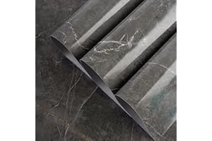 TOTIO Papier peint marbre gris,Extra large 80CMx8M,Sticker mural aspect béton Brillant,épaissi,autocollant,imperméable,Autocollant pour meubles en vinyle,Pour les comptoirs de cuisine et de salle de bain