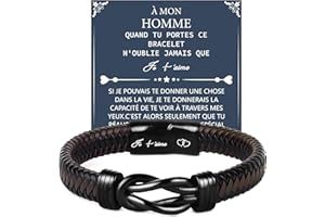 Merclix Idee Cadeau Homme Original Amour Bracelet Cuir Homme Cadeau Couple Amoureux Cadeau Noel Homme Cadeau Anniversaire Homme Cadeau Saint Valentin Homme Cadeau pour Son Copain Mari