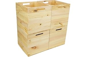 4er Set Holzkiste Aufbewahrungskiste Schubladenbox passend für alle Kallaxregale und Expidit Regale Kallaxysteme Weinkiste Obstkiste Regalkiste Maße 33x37,5x32,5cm Kallax boxen Einsatz (4er set Natur)
