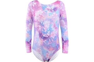 XiaoMoSha Gymnastics Leotards for Girls Long Sleeve Dance Leotard Sparkle Ballet Dancewear for Little Girls 2-14 Years