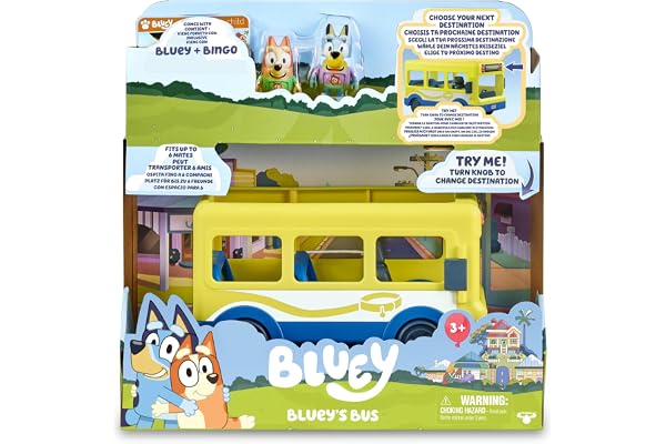 Bluey - School Bus, Bus pour Le Cole 2 Chiffres avec Bingo Personnages de la série de Dessins inantil, Affiche avec Destination de Route rotative, garçons et Filles + 3 Ans, Célèbre (BLY39010)
