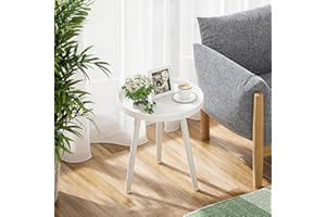 APICIZON White Side Table, Modern Coffee Tray End Table for Bedroom, Living room, Bedside Table Nightstand for Small Space, 38 x 45 cm
