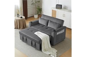 Racxily Divano letto 2 posti con portabicchieri e cuscini,Divano letto pieghevole con tasche laterali,angolo di inclinazione dello schienale regolabile,divano 2 posti,Velluto,Grigio