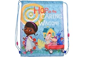 ASAB Disney Doc McStuffin Drawstring Bag "Hop on The Caring Wagon" School Shoulder Bag Swimming Swim Waterproof