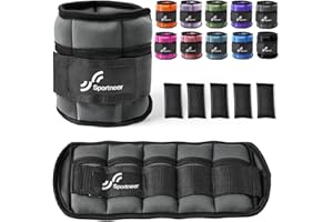 Sportneer Waga kostki, zestaw regulowanych obciążników na kostce, pasek na nadgarstek na nadgarstku, 0,45 kg – 2,25 kg (na kostkę) / 0,9 kg – 4,5 kg (para), 2 opakowania