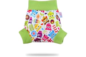 ‎PETIT LULU Petit Lulu Überhose (Schlupfüberhose) Größe L (9-13 kg) für Höschenwindeln und Nachtwindeln (Eulen)