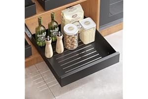 Kitstorack Organiseur de placard coulissant, étagère coulissante pour armoires de cuisine, tiroir coulissant extensible, très résistant, pas besoin de percer ni de clouer, 40 cm de large x 43 cm de