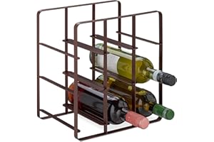 ‎RELAXDAYS Relaxdays Regał na wino, 9 butelek, żelazo malowane proszkowo, stojak na wino, stojący stojak na wino, kuchnia i bar, wys. x gł.: 30 x 27,5 x 20 cm, brązowy