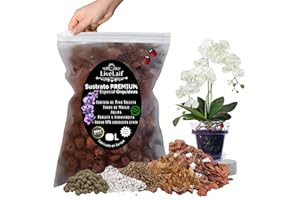 LiveLaif®-1L Sustrato orquideas Premium con Corteza de Pino, Chips de Coco, Turba Rubia, Arlita, Perlita, Vermiculita y Abono NPK de liberacion Lenta para 6 Meses | Especial orquideas (Sustrato 1 L)